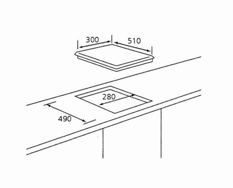 Tecno Uno TA 312 SRSV Domino Gas Hob Black Tempered  Glass 30cm, 2 Burner (1x Big, 1x Small)