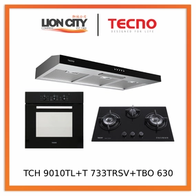 Tecno Uno TCH 9010 TL Slim Line Hood   T 733 TRSV Toughened Glass Hob   TBO 630 Built-In Oven