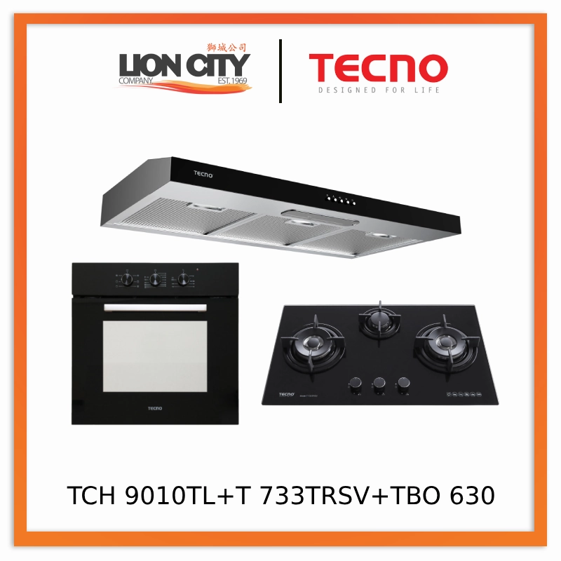 Tecno Uno TCH 9010 TL Slim Line Hood   T 733 TRSV Toughened Glass Hob   TBO 630 Built-In Oven