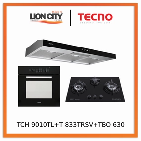 Tecno Uno TCH 9010 TL Slim Line Hood   T-833 TRSV Toughened Glass Hob   TBO 630 Built-In Oven