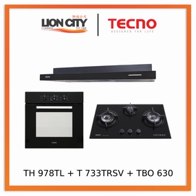 Tecno Uno TH 978 TL Slim Line Hood   T 733 TRSV Toughened Glass Hob   TBO 630 Built-In Oven