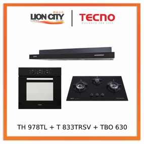 Tecno Uno TH 978 TL Slim Line Hood   T-833 TRSV Toughened Glass Hob   TBO 630 Built-In Oven