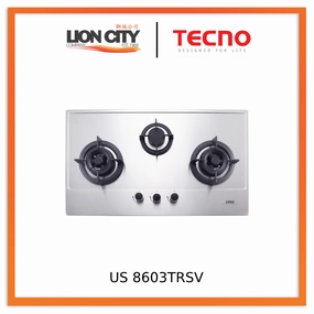 Tecno Uno US 8603TRSV 86cm 3-Burner Stainless Steel Gas Hob US-8603TRSV