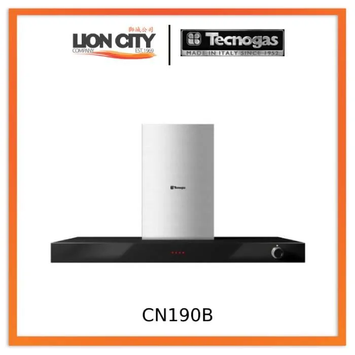 TECNOGAS CN190B 90cm Black Stainless Steel Chimney Hood