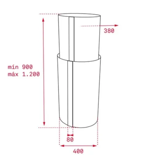Teka CC 485 INOX Decorative Tubular Island Hood With Touch Control and Ecopower Motor, 40cm