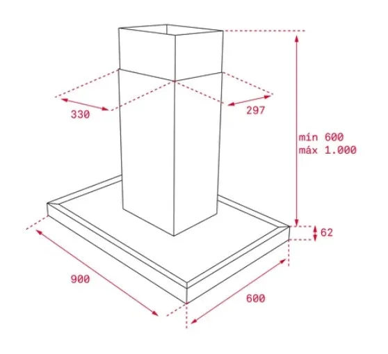 Teka DH2 ISLA 985 Decorative Hood With Touch Control Display and Ecopower Motor, 90cm