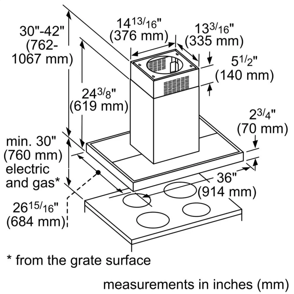 Thermador HMIB36WS 36-Inch Masterpiece Box Island Hood With 600 Cfm