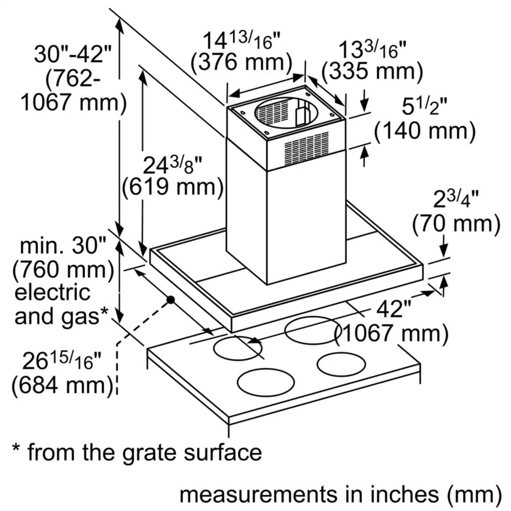Thermador HMIB42WS 42-Inch Masterpiece Box Island Hood With 600 Cfm