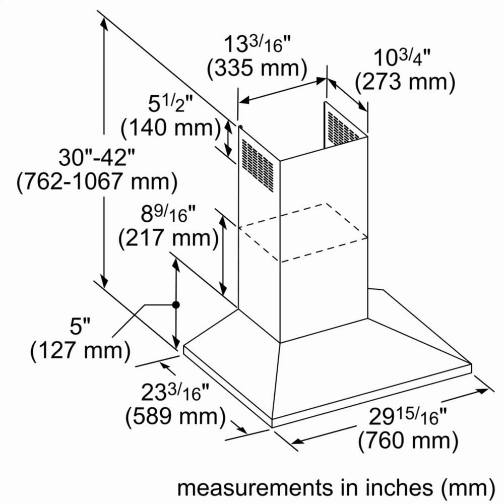 Thermador HMCB30WS 30-Inch Masterpiece Pyramid Chimney Wall Hood With 600 Cfm