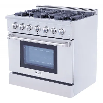 Thor Kitchen HRD3606U 36 Inch Professional Dual Fuel Range In Stainless Steel