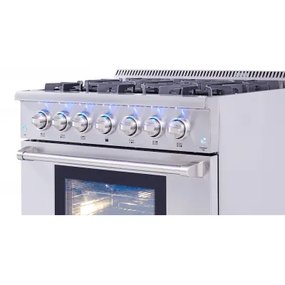 Thor Kitchen HRD3606U 36 Inch Professional Dual Fuel Range In Stainless Steel