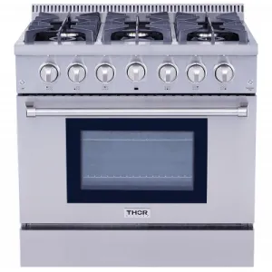 Thor Kitchen HRG3618U 36" Pro-Style 6 Stainless Steel Burner Gas Range
