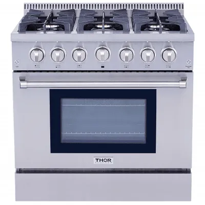 Thor Kitchen HRG3618U 36" Pro-Style 6 Stainless Steel Burner Gas Range