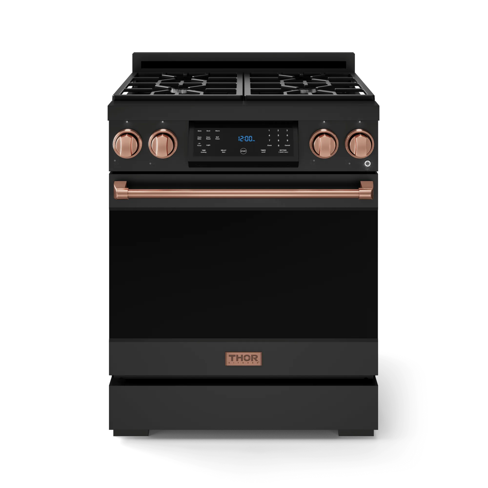 Thor Kitchen RSG30BRSG 30 Inch Professional Gas Range With Tilt Panel Touch Control In Matte Black/Rose Gold Gordon Ramsay Series - Rsg30B-Rsg