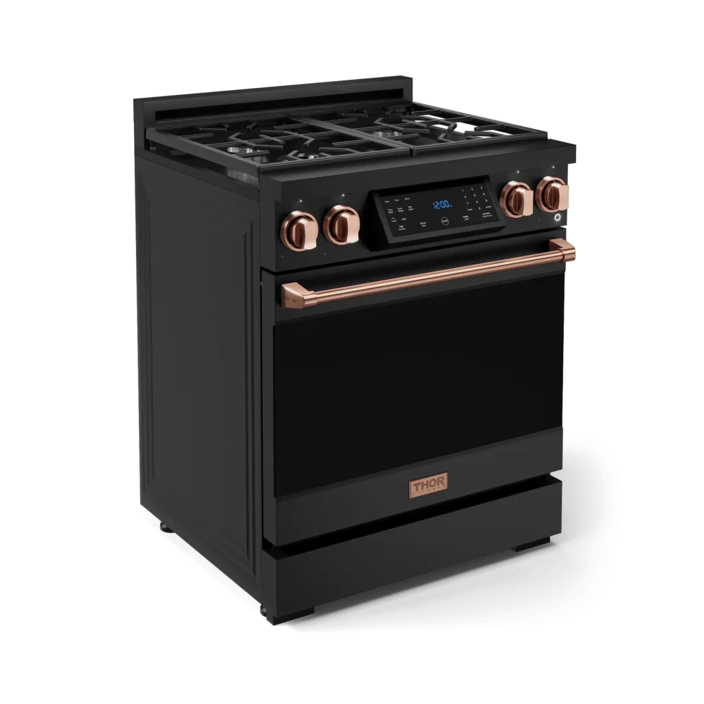 Thor Kitchen RSG30BRSG 30 Inch Professional Gas Range With Tilt Panel Touch Control In Matte Black/Rose Gold Gordon Ramsay Series - Rsg30B-Rsg