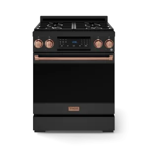 Thor Kitchen RSG30BRSG 30 Inch Professional Gas Range With Tilt Panel Touch Control In Matte Black/Rose Gold Gordon Ramsay Series - Rsg30B-Rsg