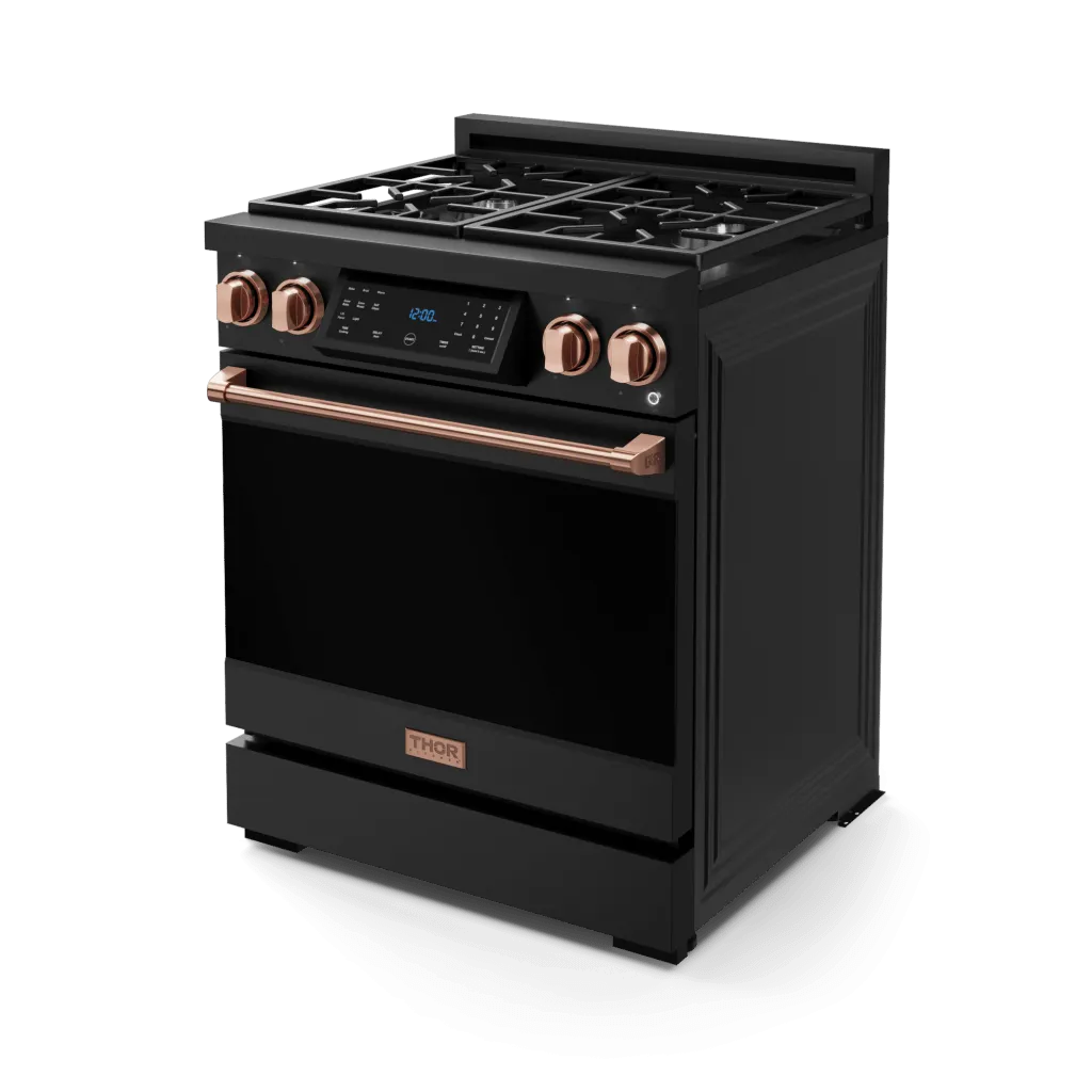 Thor Kitchen RSG30BRSG 30 Inch Professional Gas Range With Tilt Panel Touch Control In Matte Black/Rose Gold Gordon Ramsay Series - Rsg30B-Rsg
