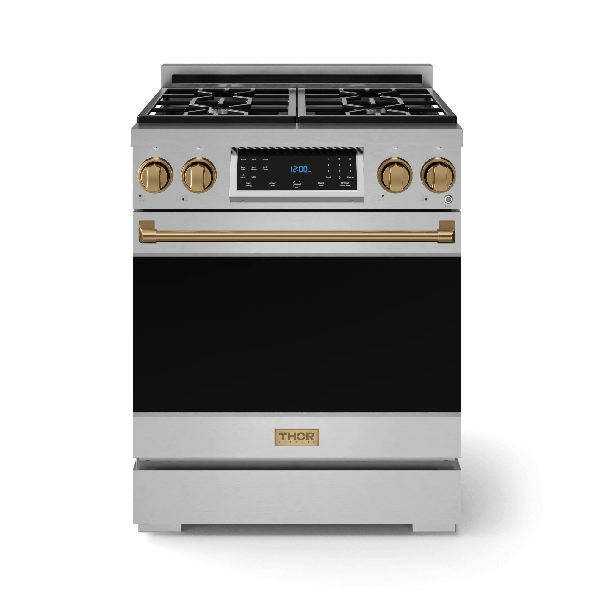 Thor Kitchen RSG30BRZ 30 Inch Professional Gas Range With Tilt Panel Touch Control In Stainless Steel/Bronze Gordon Ramsay Series - Rsg30-Brz