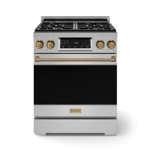 Thor Kitchen RSG30BRZ 30 Inch Professional Gas Range With Tilt Panel Touch Control In Stainless Steel/Bronze Gordon Ramsay Series - Rsg30-Brz
