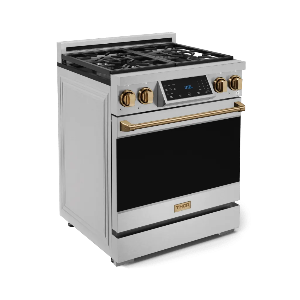 Thor Kitchen RSG30BRZ 30 Inch Professional Gas Range With Tilt Panel Touch Control In Stainless Steel/Bronze Gordon Ramsay Series - Rsg30-Brz