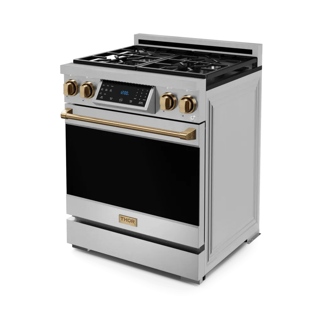 Thor Kitchen RSG30BRZ 30 Inch Professional Gas Range With Tilt Panel Touch Control In Stainless Steel/Bronze Gordon Ramsay Series - Rsg30-Brz