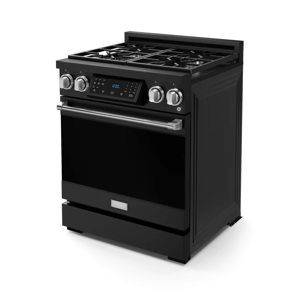 Thor Kitchen RSG30BSS 30 Inch Professional Gas Range With Tilt Panel Touch Control In Matte Black/Stainless Steel Gordon Ramsay Series - Rsg30B-Ss