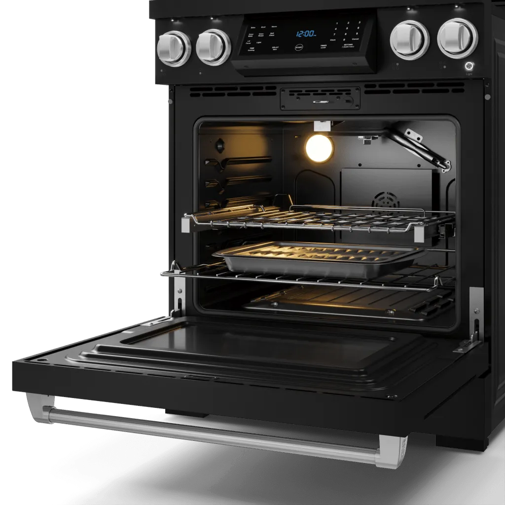 Thor Kitchen RSG30BSS 30 Inch Professional Gas Range With Tilt Panel Touch Control In Matte Black/Stainless Steel Gordon Ramsay Series - Rsg30B-Ss