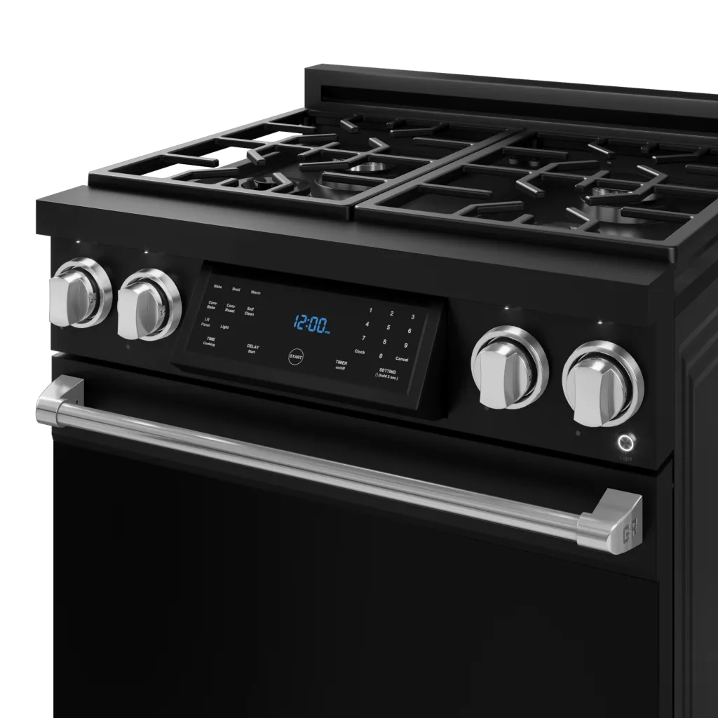 Thor Kitchen RSG30BSS 30 Inch Professional Gas Range With Tilt Panel Touch Control In Matte Black/Stainless Steel Gordon Ramsay Series - Rsg30B-Ss