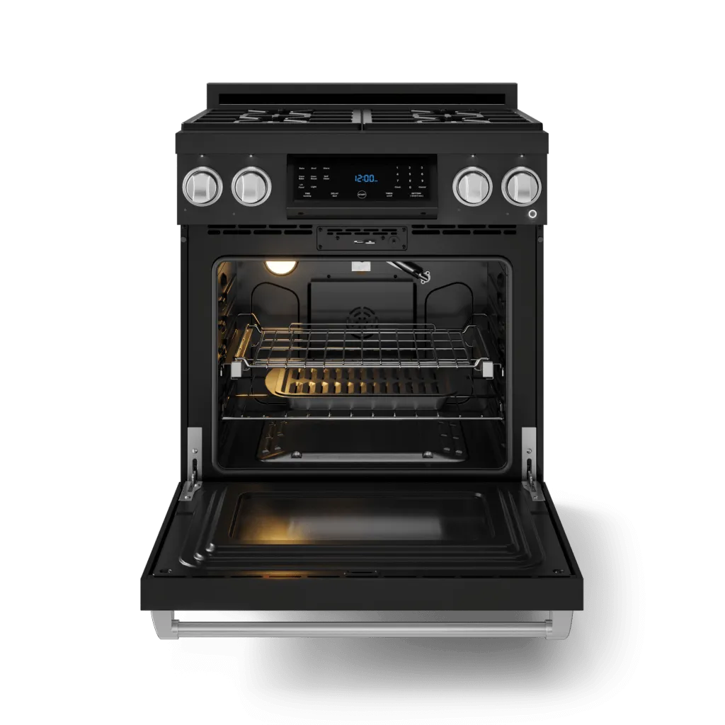 Thor Kitchen RSG30BSS 30 Inch Professional Gas Range With Tilt Panel Touch Control In Matte Black/Stainless Steel Gordon Ramsay Series - Rsg30B-Ss