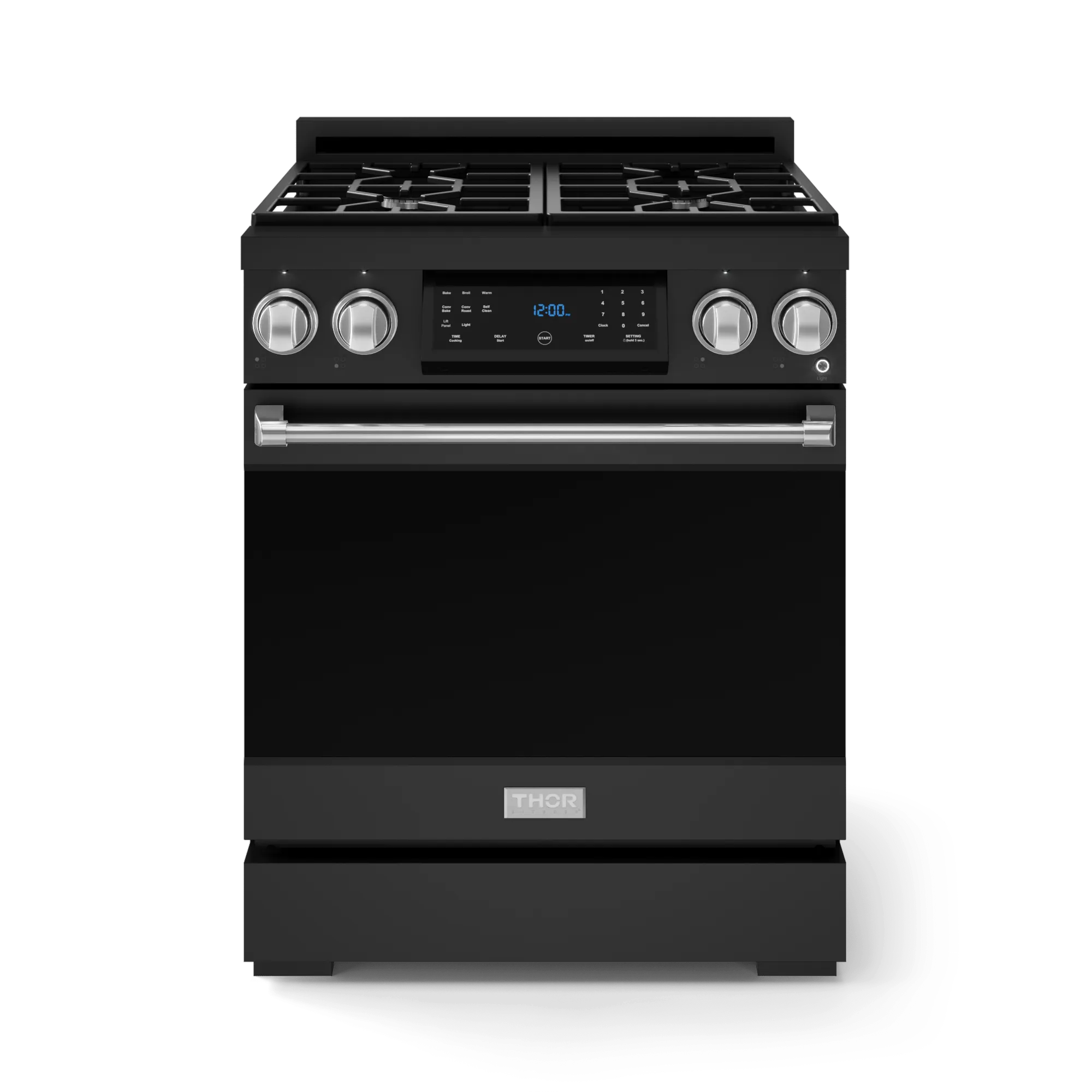 Thor Kitchen RSG30BSS 30 Inch Professional Gas Range With Tilt Panel Touch Control In Matte Black/Stainless Steel Gordon Ramsay Series - Rsg30B-Ss