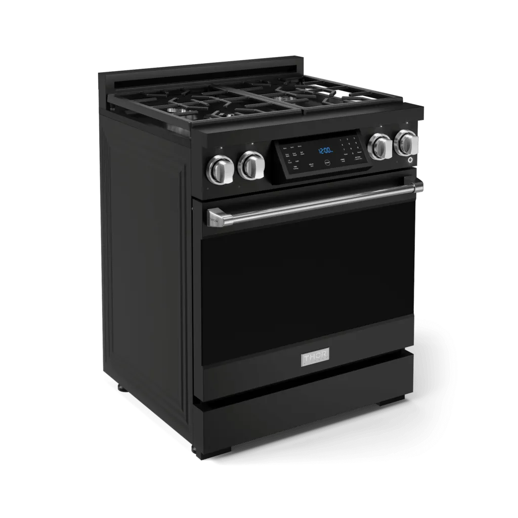 Thor Kitchen RSG30BSS 30 Inch Professional Gas Range With Tilt Panel Touch Control In Matte Black/Stainless Steel Gordon Ramsay Series - Rsg30B-Ss