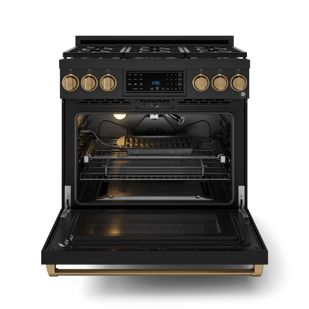 Thor Kitchen RSG36BBRZ 36 Inch Professional Gas Range With Tilt Panel Touch Control In Black/Bronze Gordon Ramsay Series - Rsg36B-Brz