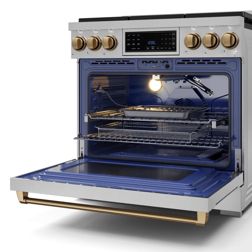 Thor Kitchen RSG36BRZ 36 Inch Professional Gas Range With Tilt Panel Touch Control In Stainless Steel/Bronze Gordon Ramsay Series - Rsg36-Brz