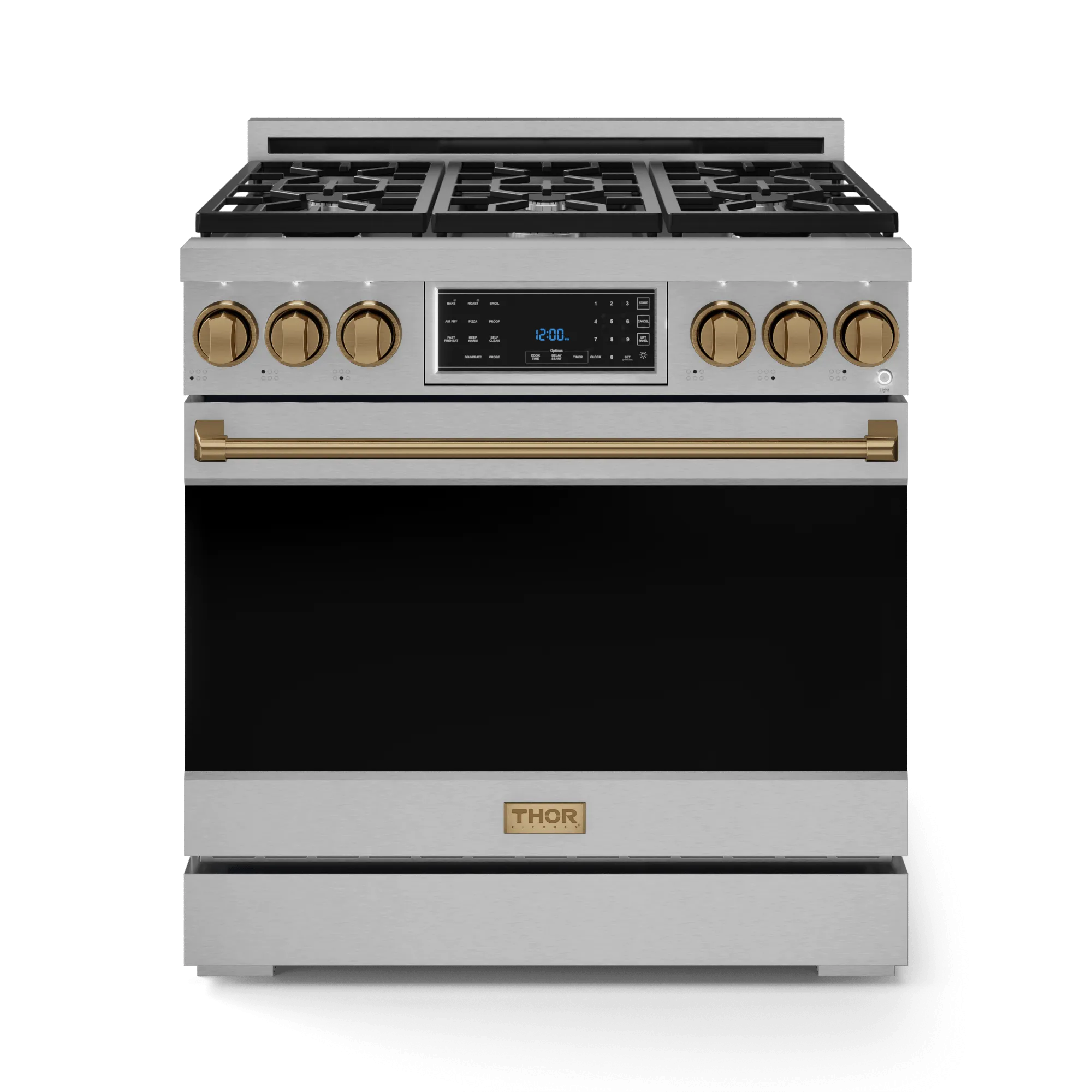 Thor Kitchen RSG36BRZ 36 Inch Professional Gas Range With Tilt Panel Touch Control In Stainless Steel/Bronze Gordon Ramsay Series - Rsg36-Brz