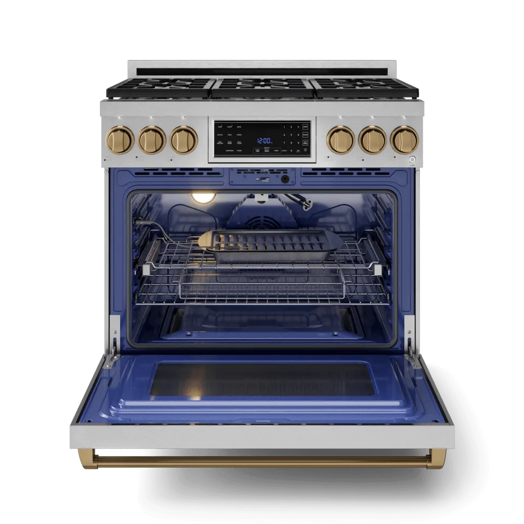Thor Kitchen RSG36BRZ 36 Inch Professional Gas Range With Tilt Panel Touch Control In Stainless Steel/Bronze Gordon Ramsay Series - Rsg36-Brz