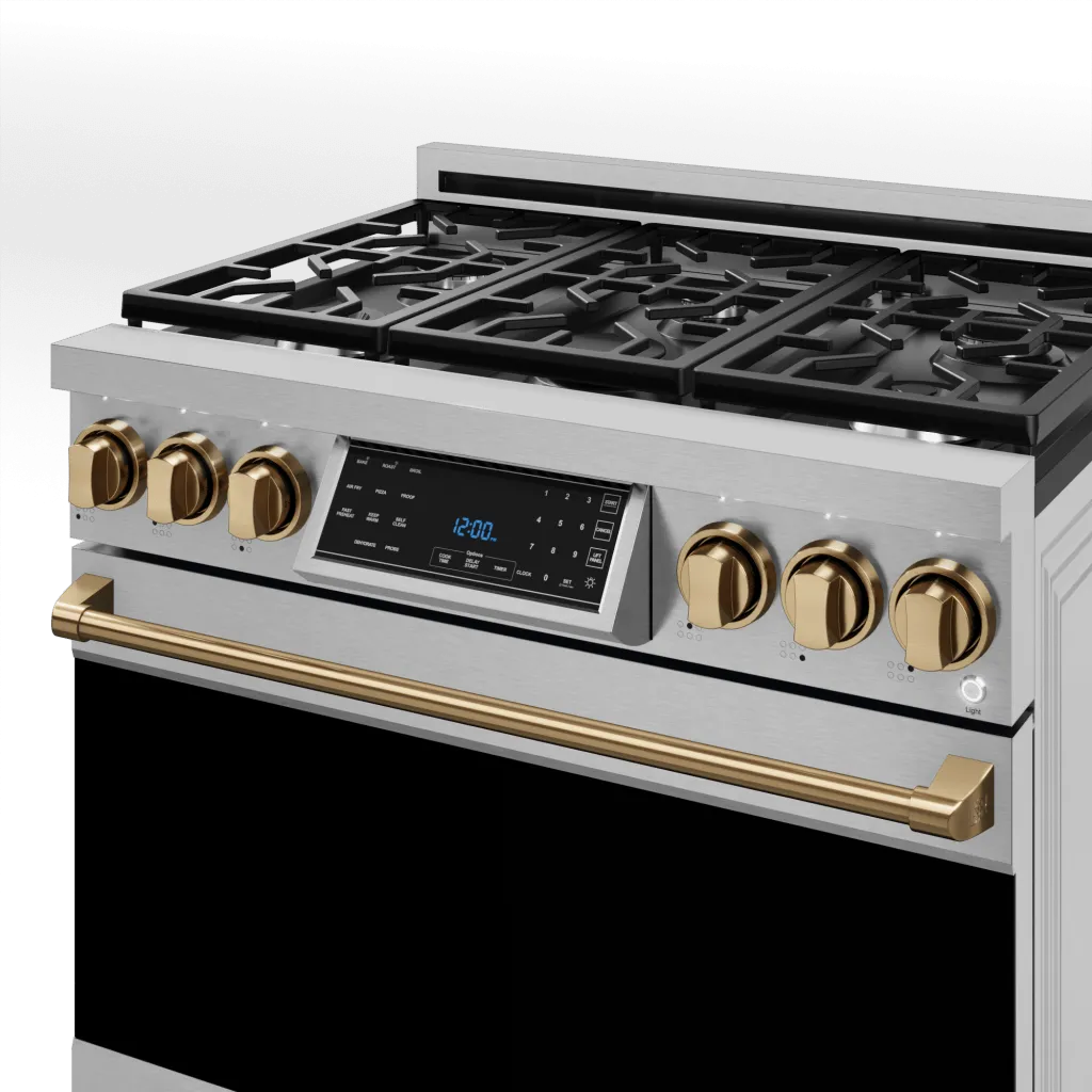 Thor Kitchen RSG36BRZ 36 Inch Professional Gas Range With Tilt Panel Touch Control In Stainless Steel/Bronze Gordon Ramsay Series - Rsg36-Brz