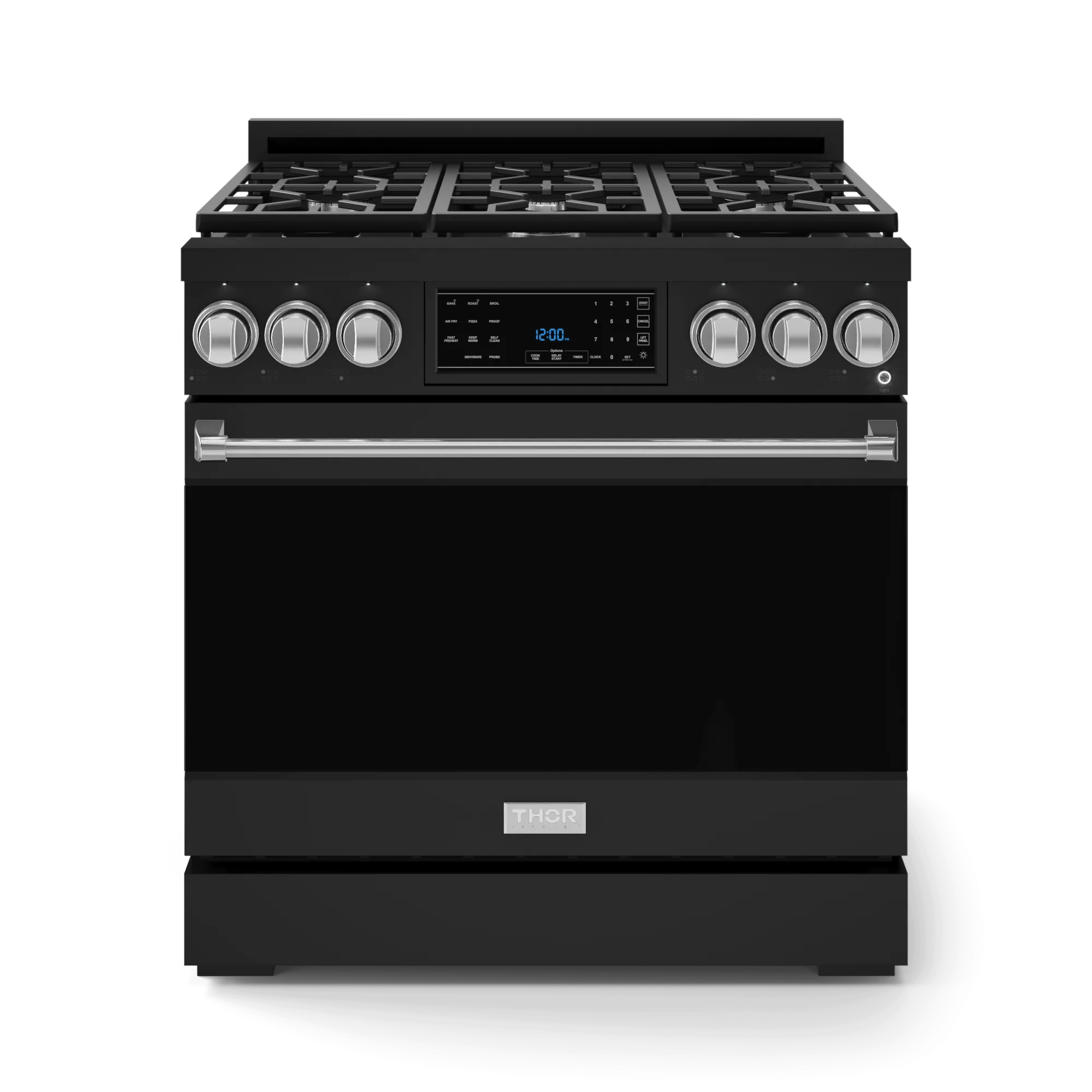 Thor Kitchen RSG36BSS 36 Inch Professional Gas Range With Tilt Panel Touch Control In Stainless Black/Stainless Steel Gordon Ramsay Series - Rsg36B-Ss