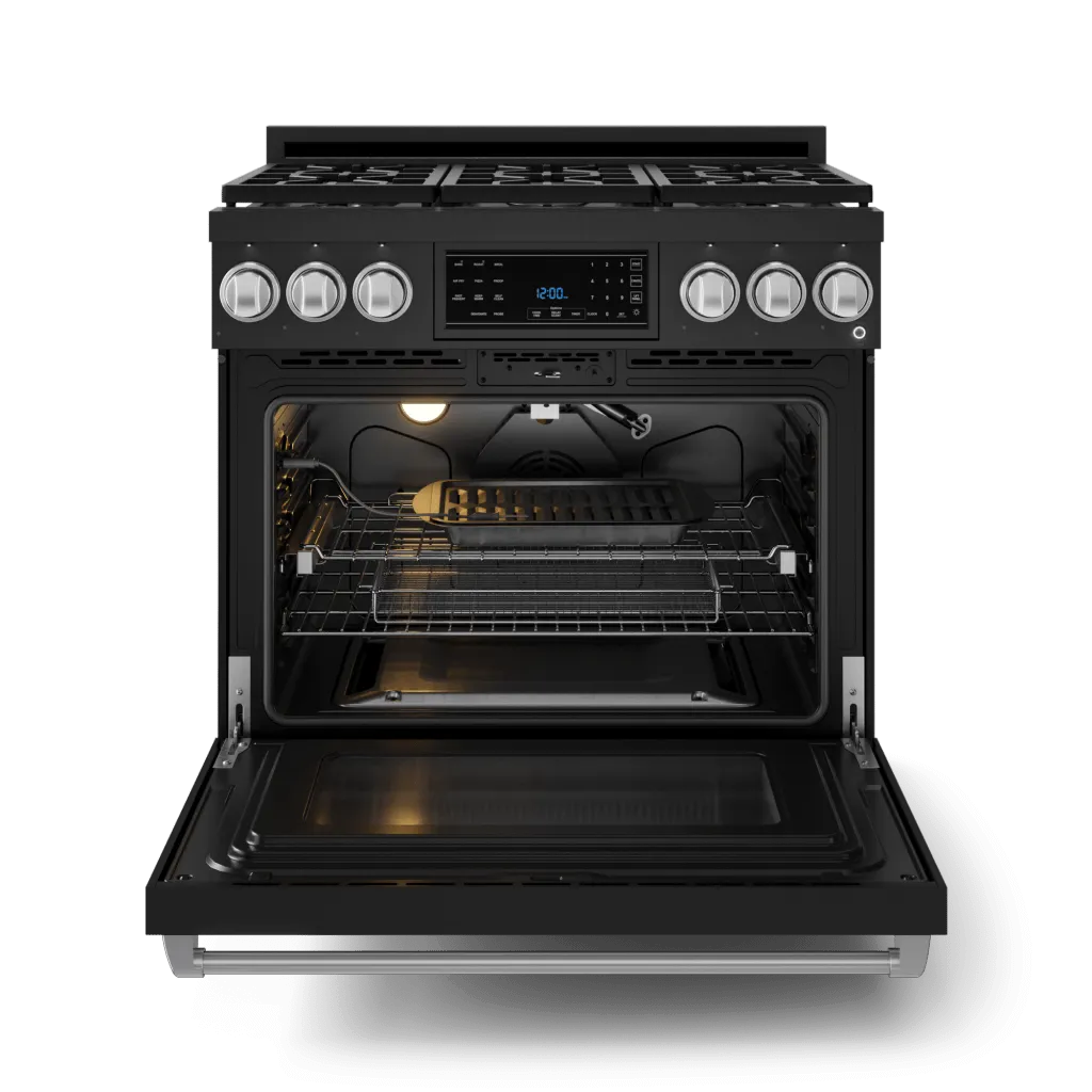 Thor Kitchen RSG36BSS 36 Inch Professional Gas Range With Tilt Panel Touch Control In Stainless Black/Stainless Steel Gordon Ramsay Series - Rsg36B-Ss