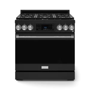 Thor Kitchen RSG36BSS 36 Inch Professional Gas Range With Tilt Panel Touch Control In Stainless Black/Stainless Steel Gordon Ramsay Series - Rsg36B-Ss