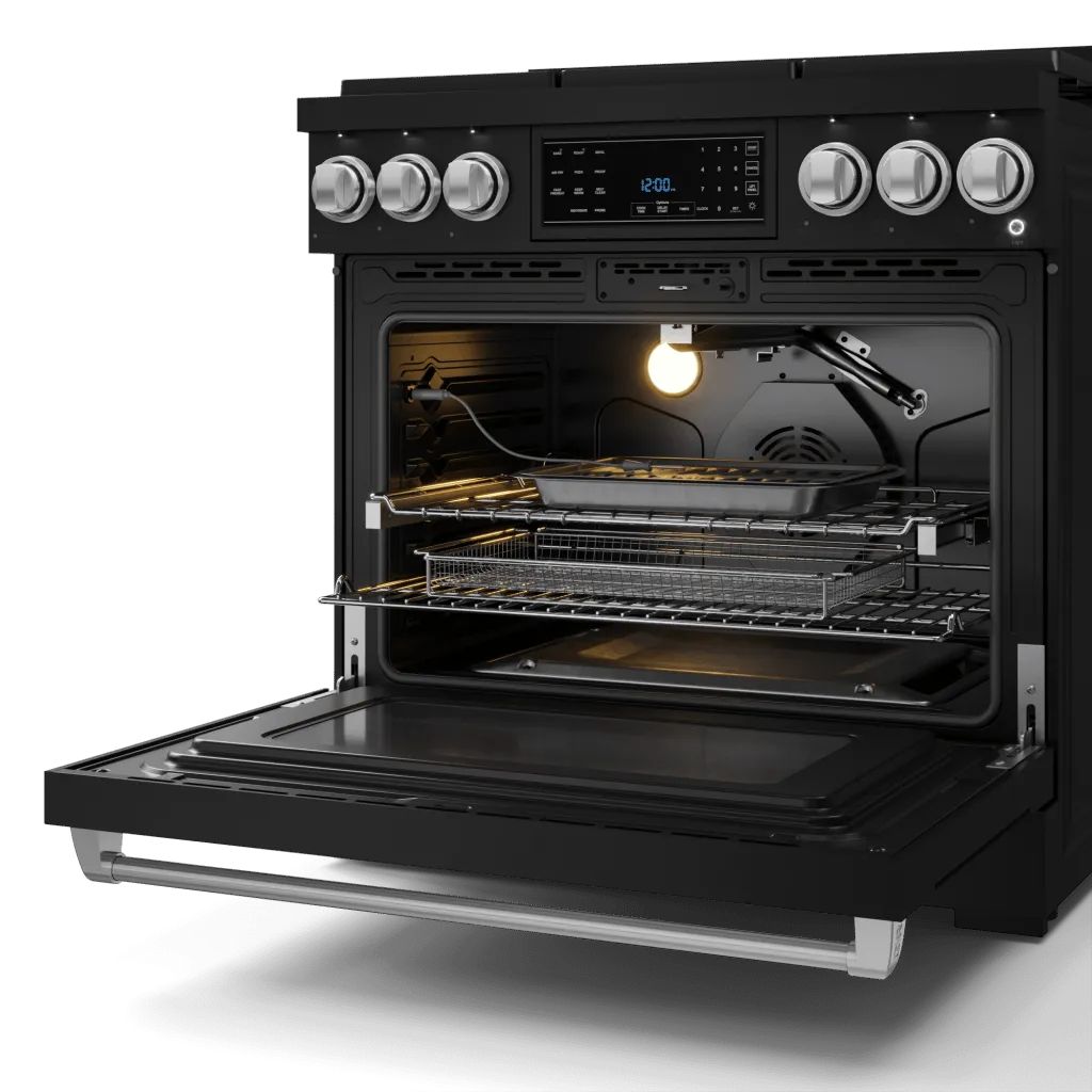 Thor Kitchen RSG36BSS 36 Inch Professional Gas Range With Tilt Panel Touch Control In Stainless Black/Stainless Steel Gordon Ramsay Series - Rsg36B-Ss