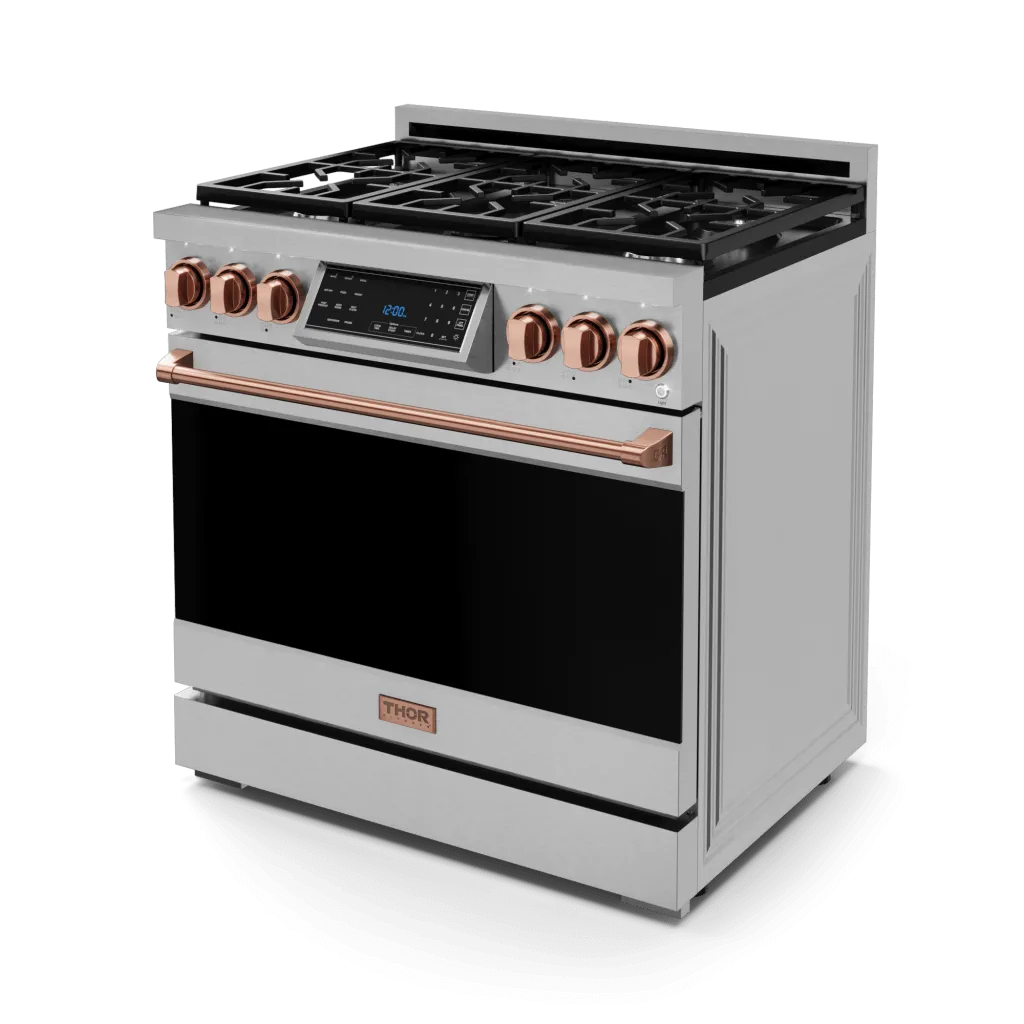 Thor Kitchen RSG36RSG 36 Inch Professional Gas Range With Tilt Panel Touch Control In Stainless Steel/Rose Gold Gordon Ramsay Series - Rsg36-Rsg