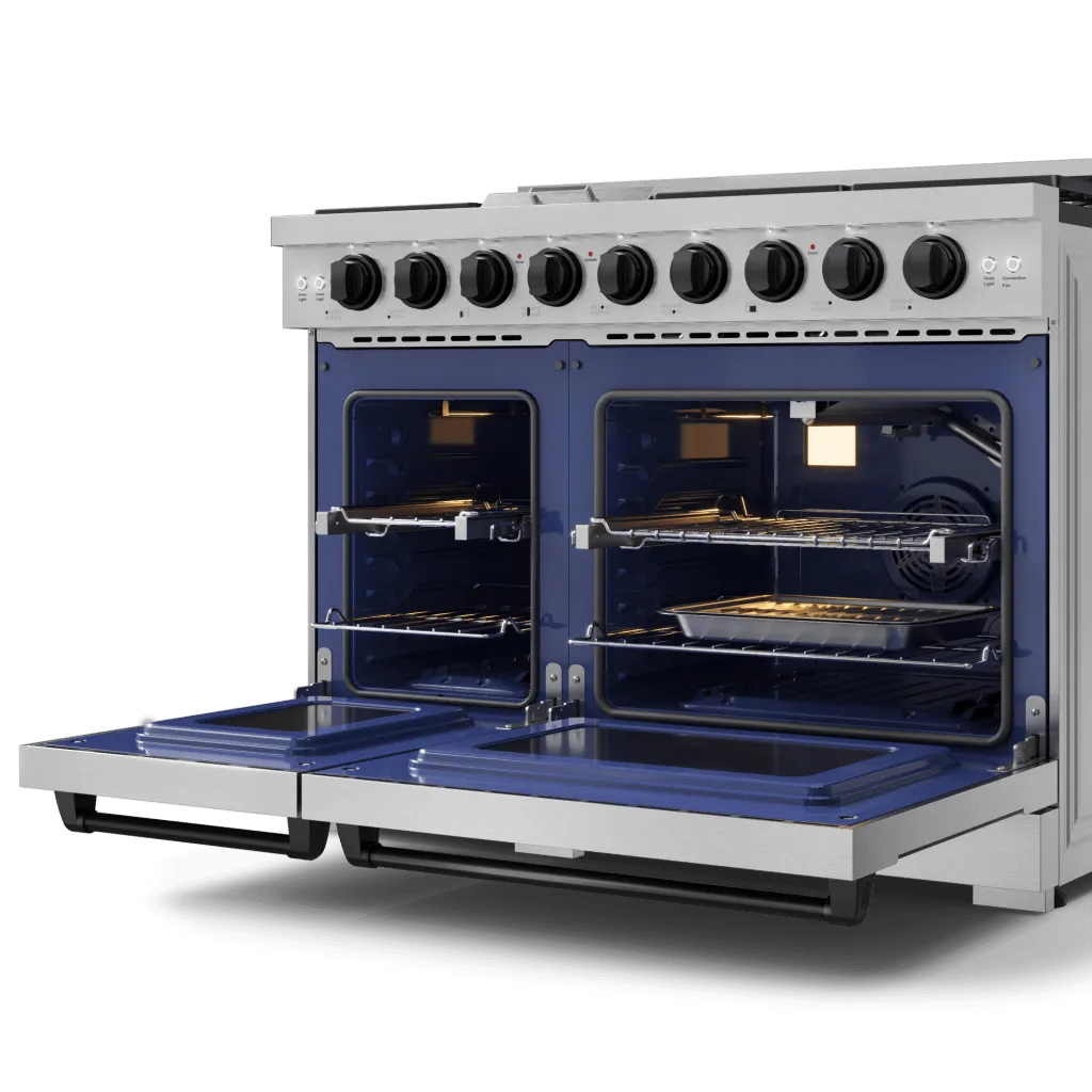 Thor Kitchen RSG48EBLK 48 Inch Professional Gas Range With Pro-Style Knobs In Stainless Steel/Black Gordon Ramsay Series - Rsg48E-Blk