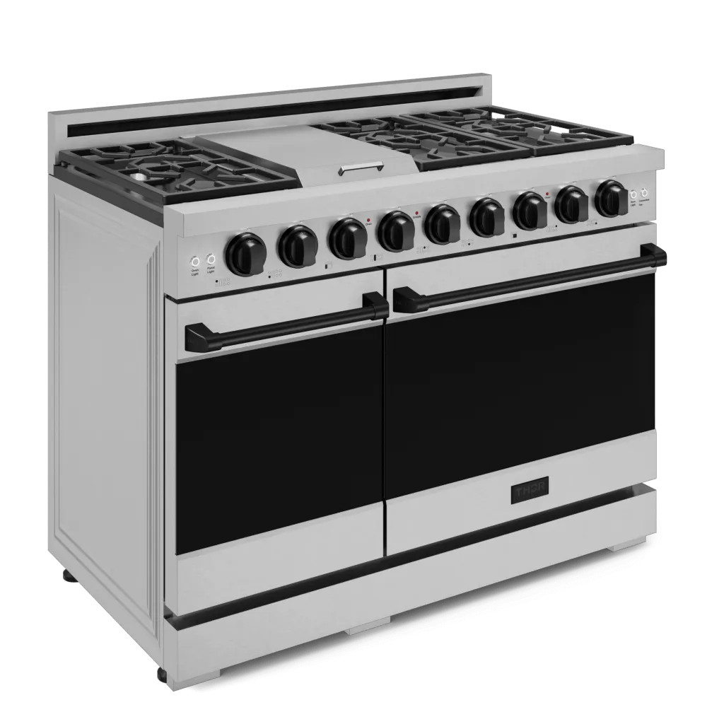 Thor Kitchen RSG48EBLK 48 Inch Professional Gas Range With Pro-Style Knobs In Stainless Steel/Black Gordon Ramsay Series - Rsg48E-Blk