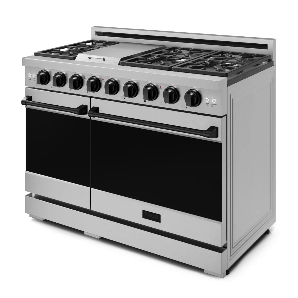 Thor Kitchen RSG48EBLK 48 Inch Professional Gas Range With Pro-Style Knobs In Stainless Steel/Black Gordon Ramsay Series - Rsg48E-Blk