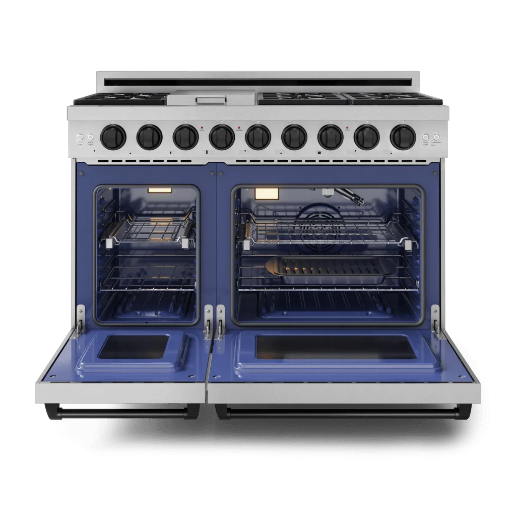 Thor Kitchen RSG48EBLK 48 Inch Professional Gas Range With Pro-Style Knobs In Stainless Steel/Black Gordon Ramsay Series - Rsg48E-Blk