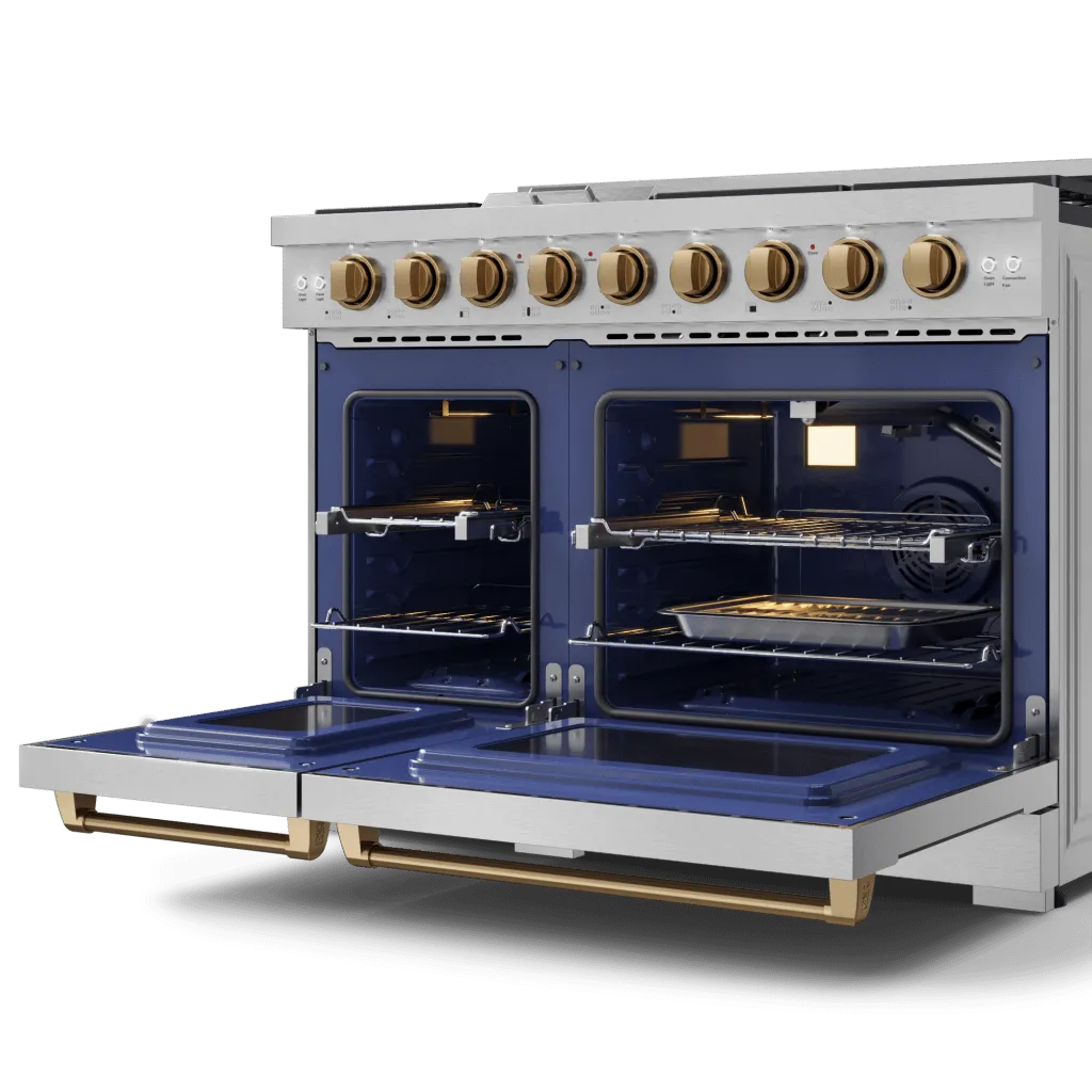Thor Kitchen RSG48EBRZ 48 Inch Professional Gas Range With Pro-Style Knobs In Stainless Steel/Bronze Gordon Ramsay Series - Rsg48E-Brz