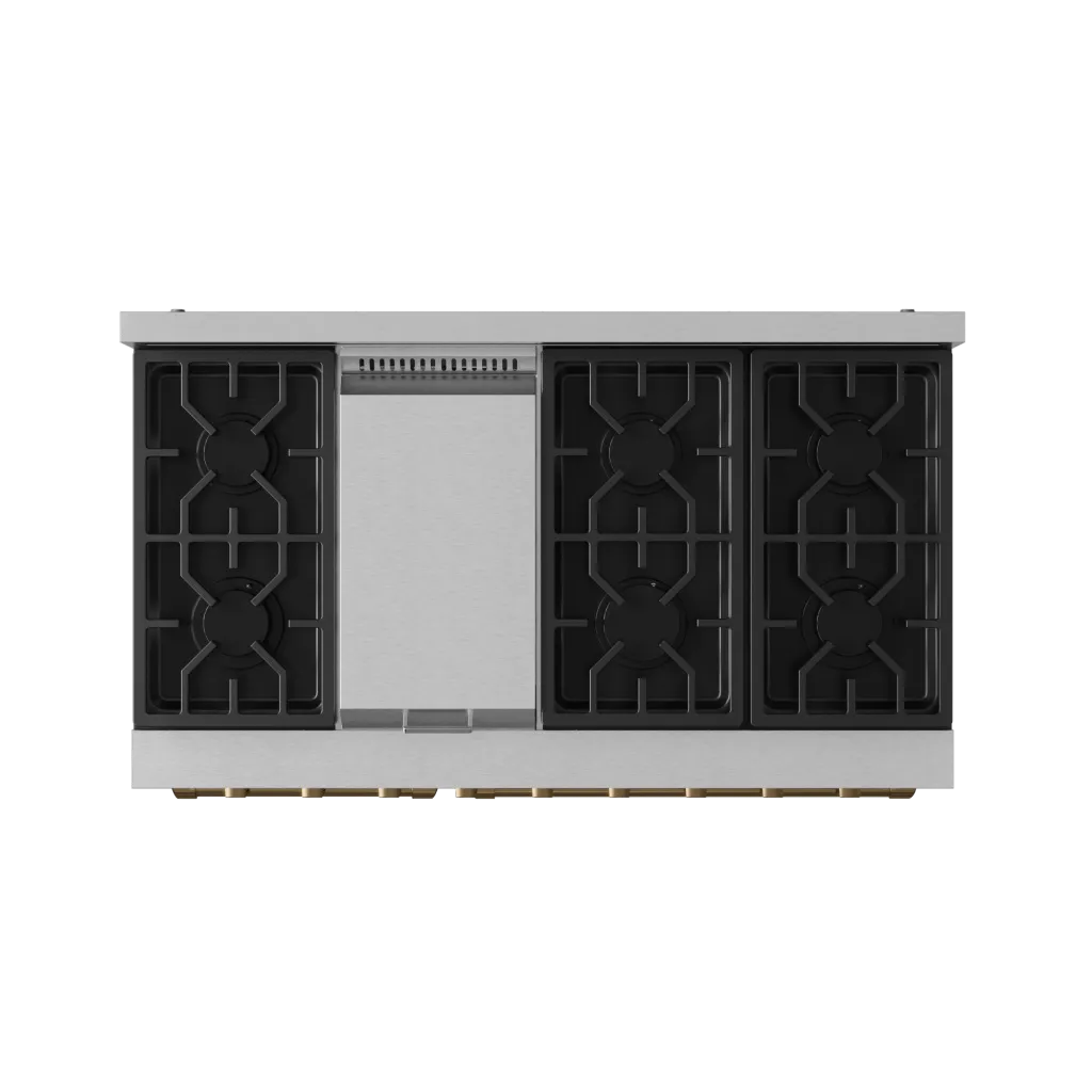 Thor Kitchen RSG48EBRZ 48 Inch Professional Gas Range With Pro-Style Knobs In Stainless Steel/Bronze Gordon Ramsay Series - Rsg48E-Brz