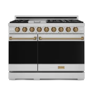 Thor Kitchen RSG48EBRZ 48 Inch Professional Gas Range With Pro-Style Knobs In Stainless Steel/Bronze Gordon Ramsay Series - Rsg48E-Brz