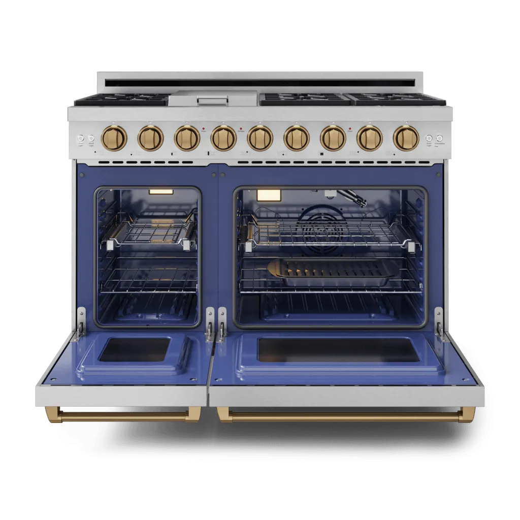 Thor Kitchen RSG48EBRZ 48 Inch Professional Gas Range With Pro-Style Knobs In Stainless Steel/Bronze Gordon Ramsay Series - Rsg48E-Brz