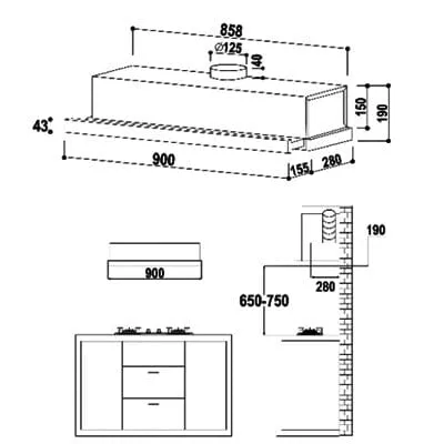 Valenti VH2029MS 900 mm Semi Integrated Hood VH 2029MS